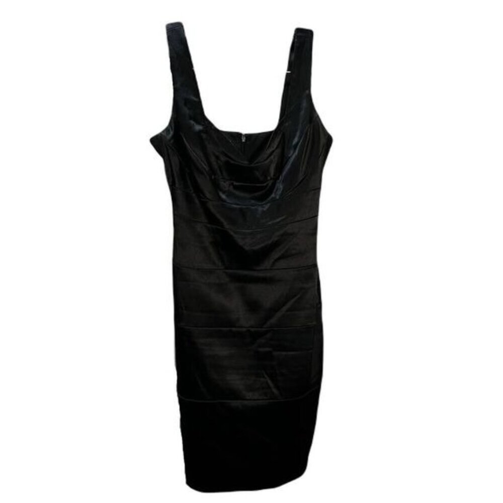 NEW London Times‎ Petite Black Bodycon Satin Dress SP